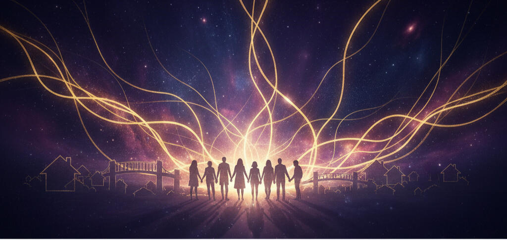 Abstract strategic roadmap showing connections leading to community impact.